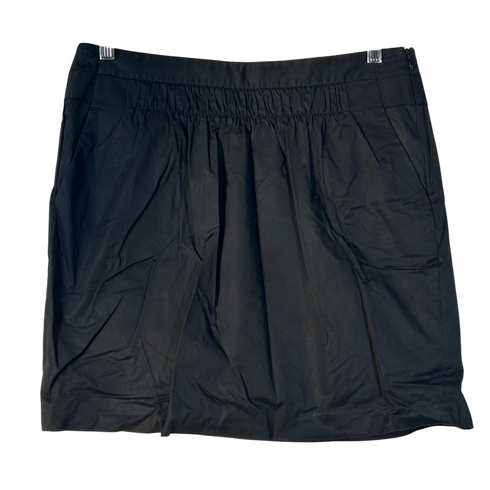 Banana Republic Black Cotton Elastane Gathered Waist A-Line Skirt Size 10